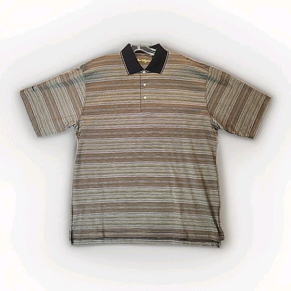 Ben Hogan Mens Performance Polo Shirt Large Striped Golf NWT - Picture 1 of 7